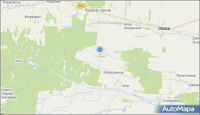 mapa Kolonia Moszczanica, Kolonia Moszczanica na mapie Targeo